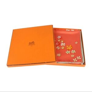 Hermes Scarf  Floral Orange